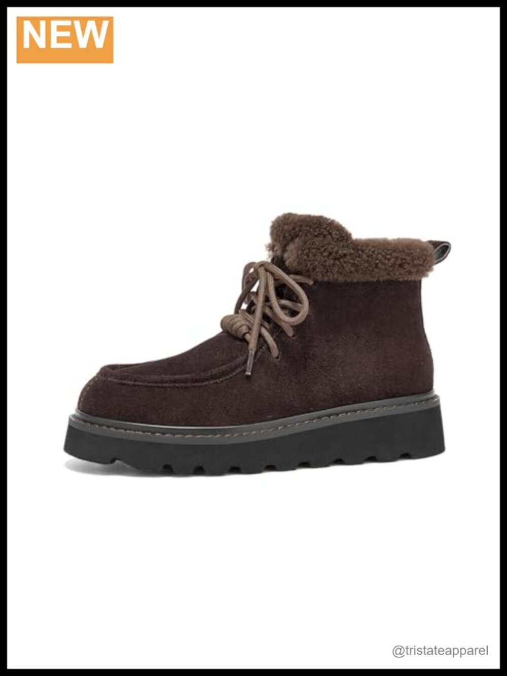 Genuine Suede Women's Platform Ankle Boots Fur Lined Lace Up Winter